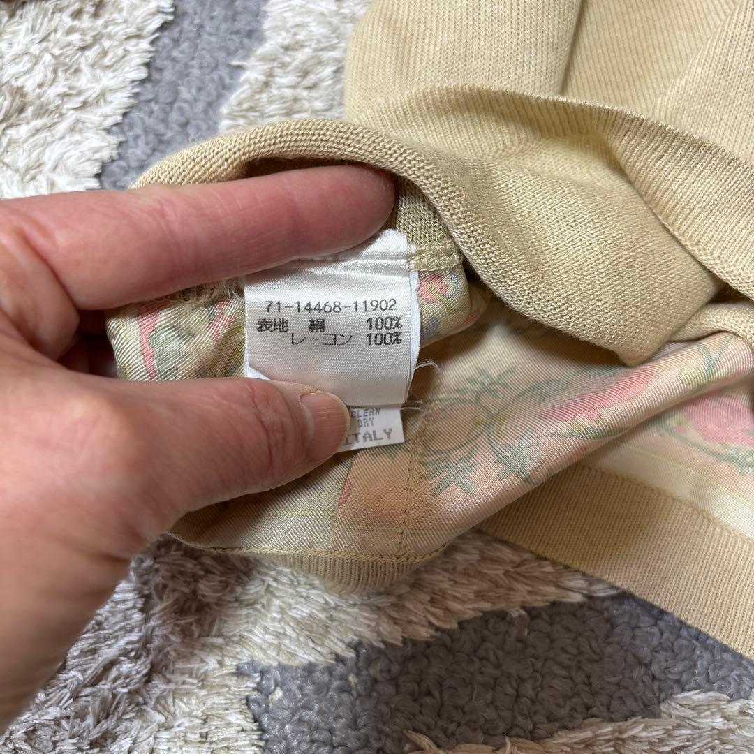 ETRO シルクとレーヨン長袖ポロシャツ ベージュ44サイズ