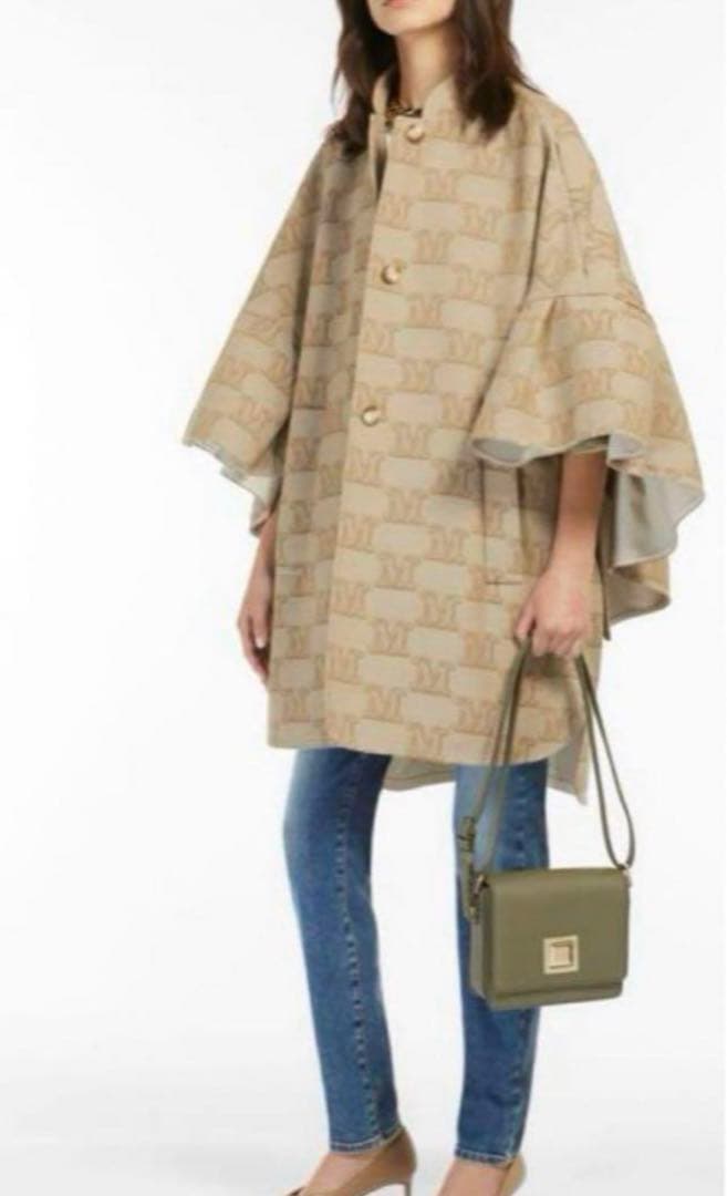 未使用タグ付 マックスマーラ ケープ KIBIR ラッフルスリーブ ポンチョ