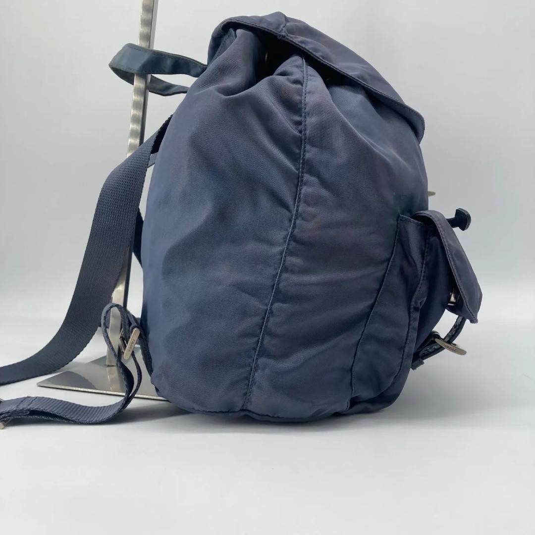 良品✨プラダ リュック バックパック 三角ロゴ 希少色 ブルー 保存袋つき