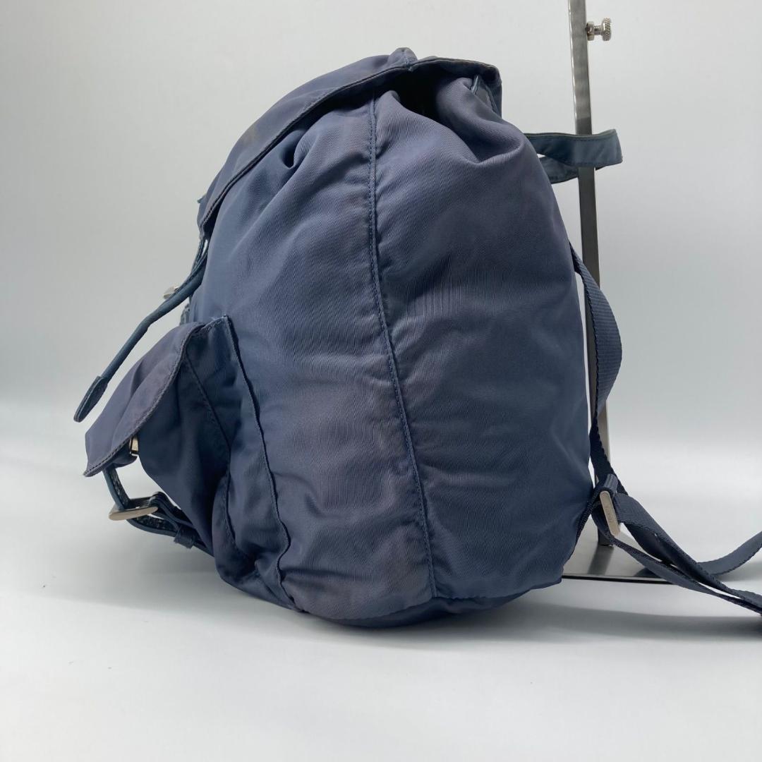 良品✨プラダ リュック バックパック 三角ロゴ 希少色 ブルー 保存袋つき