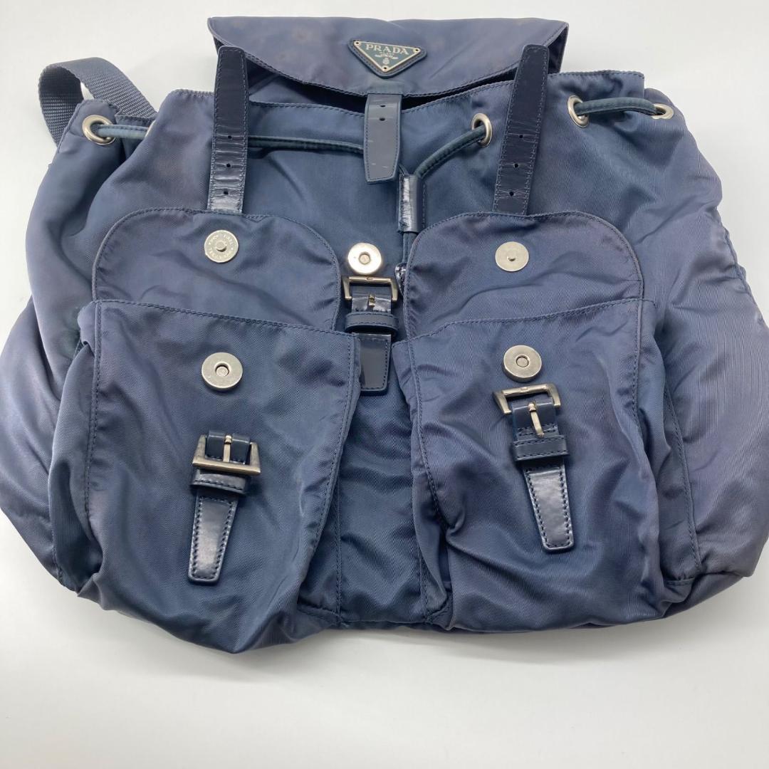 良品✨プラダ リュック バックパック 三角ロゴ 希少色 ブルー 保存袋つき