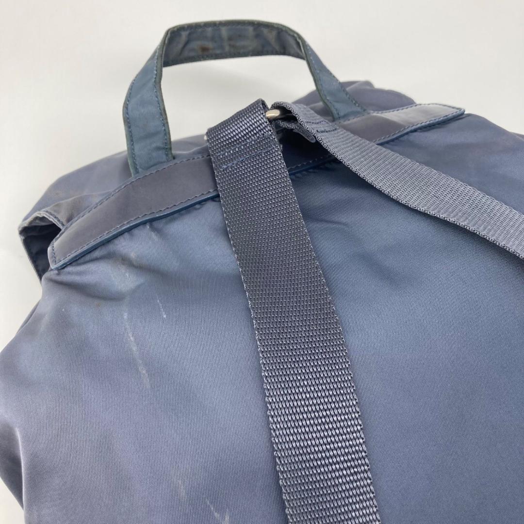 良品✨プラダ リュック バックパック 三角ロゴ 希少色 ブルー 保存袋つき