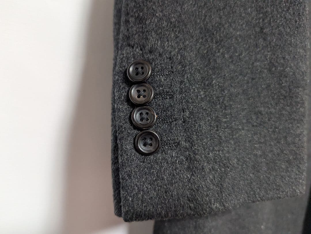 美品 最高級 美シルエット ロロピアーナ緑タグカシミヤ100%チェスターコートM