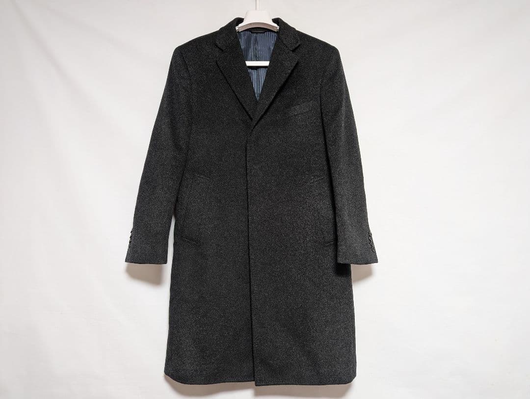美品 最高級 美シルエット ロロピアーナ緑タグカシミヤ100%チェスターコートM