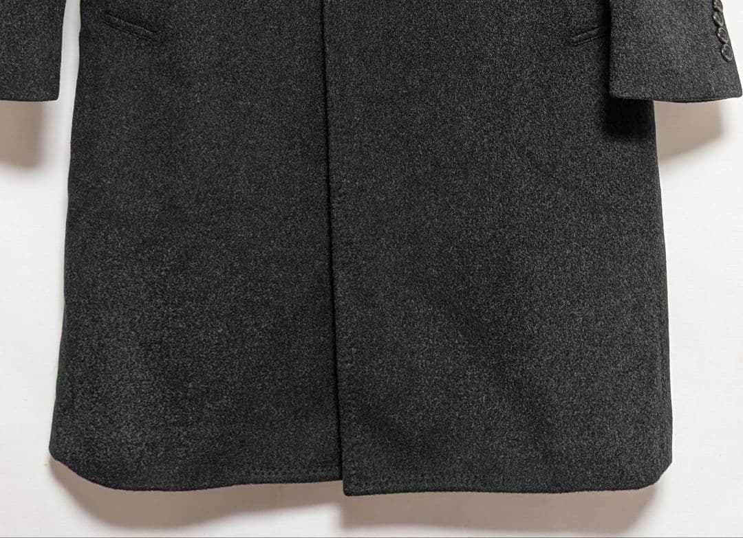 美品 最高級 美シルエット ロロピアーナ緑タグカシミヤ100%チェスターコートM