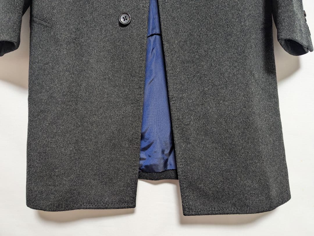 美品 最高級 美シルエット ロロピアーナ緑タグカシミヤ100%チェスターコートM