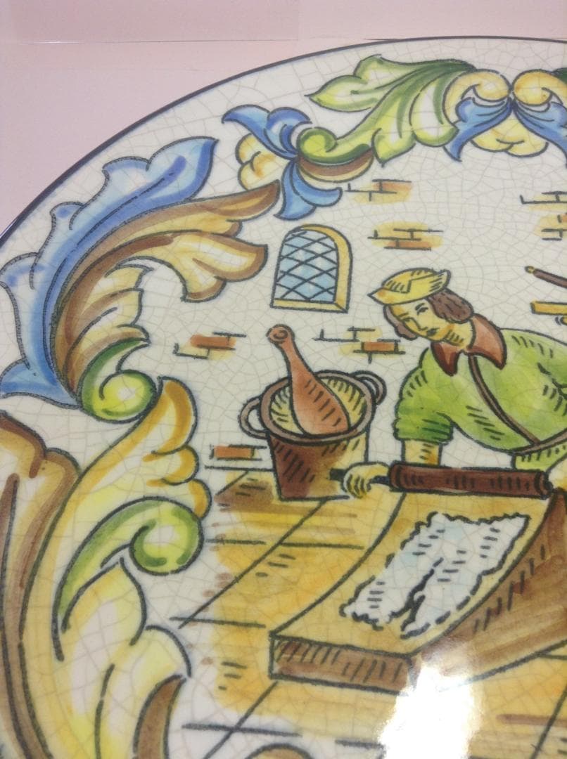 フランス 【 大きい絵皿 フランス国境の町マントンで購入】