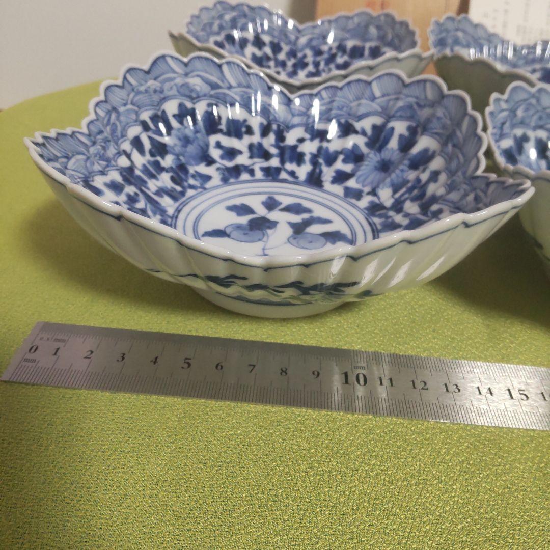 山本長左 九谷焼 向付 波文 唐草 鉢 5枚 箱付 - メルカリ