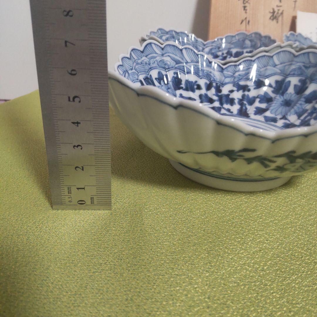 山本長左 九谷焼 向付 波文 唐草 鉢 5枚 箱付 - メルカリ