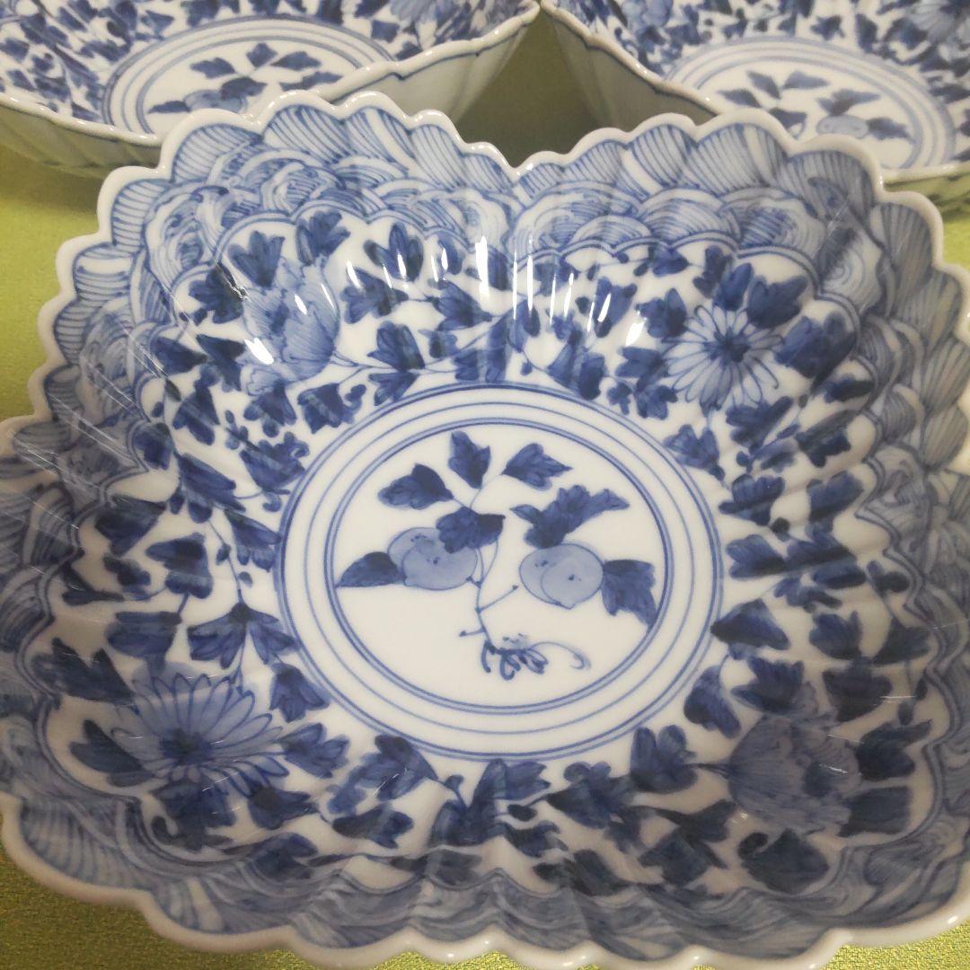 山本長左 九谷焼 向付 波文 唐草 鉢 5枚 箱付 - メルカリ