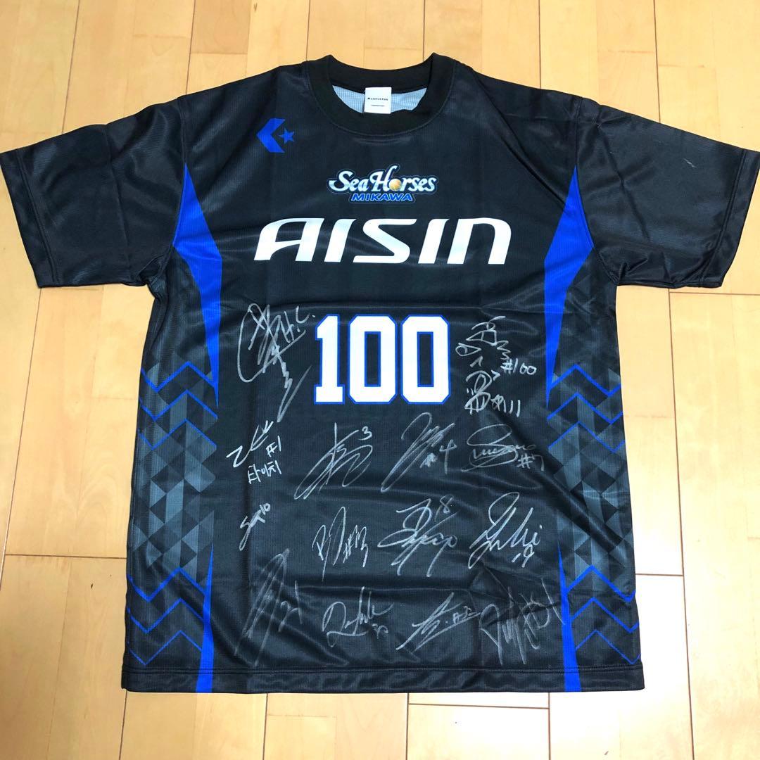 新品 Bリーグ シーホース三河 全選手 直筆サイン 3rdユニフォーム Tシャツ