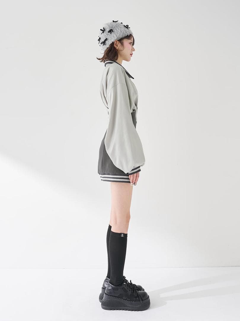 F 入手困難 新品 Darich ドルマンスリムスカジャンミニワンピース グレー