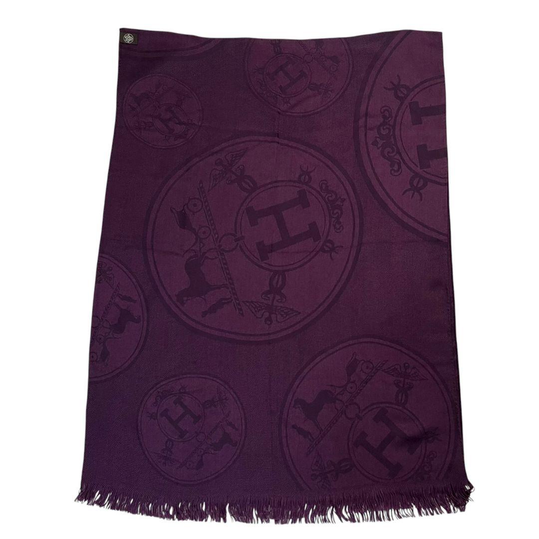 【 良品 】 エルメス　ストール　ニューリブリス　総柄　カシミヤ　シルク　Hロゴ