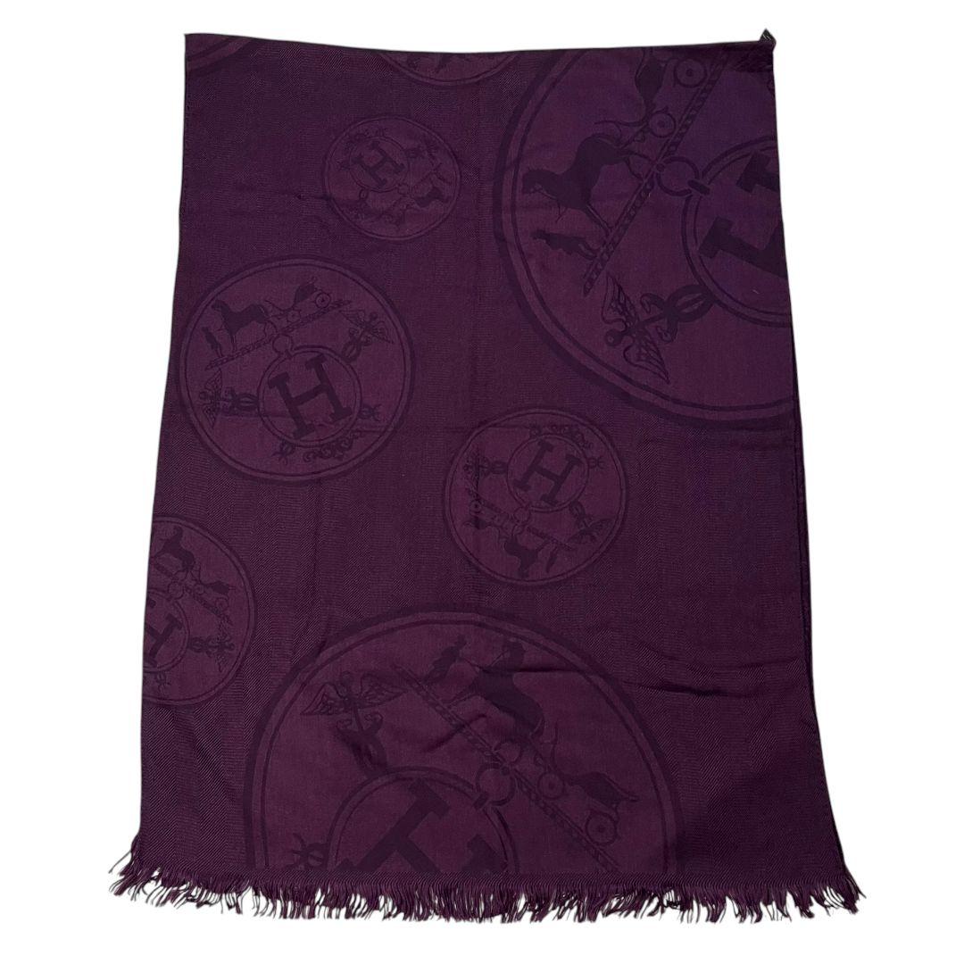 【 良品 】 エルメス　ストール　ニューリブリス　総柄　カシミヤ　シルク　Hロゴ