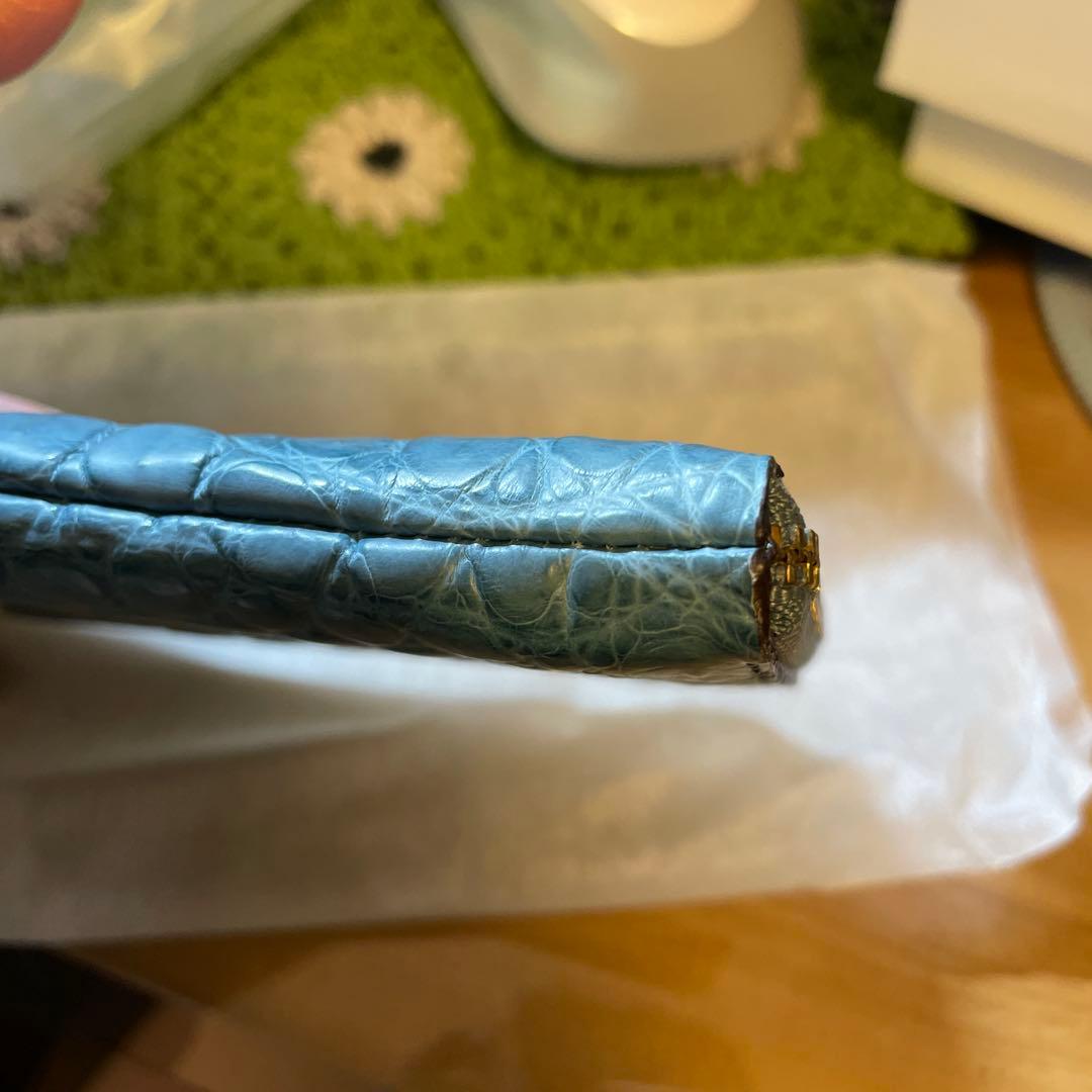 新品　アタオ　クロコダイル　クロコ　長財布　L字　リモ　デニム