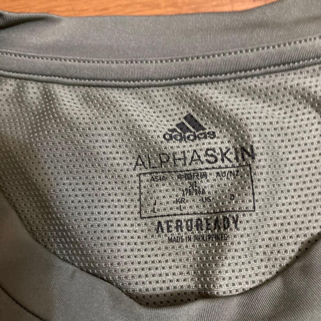 adidas オリーブグリーン 半袖Tシャツ L ストレッチ