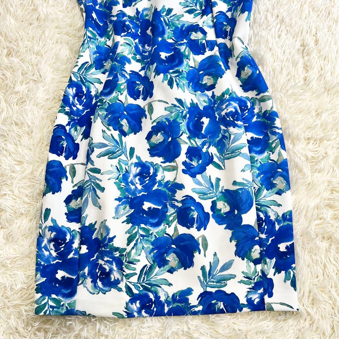 【希少】極美品✨カルバンクライン ドレスワンピース 花柄 大きいサイズ 白 青
