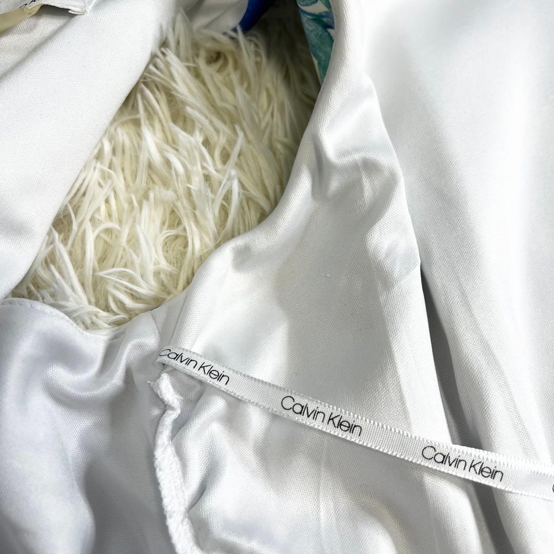 【希少】極美品✨カルバンクライン ドレスワンピース 花柄 大きいサイズ 白 青