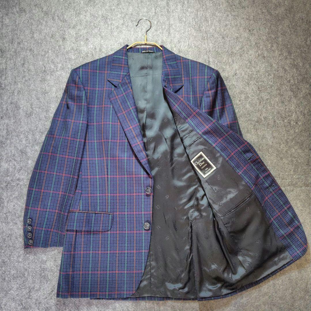 フランス製　クリスチャンディオール　ムッシュ　テーラードジャケット　チェック柄