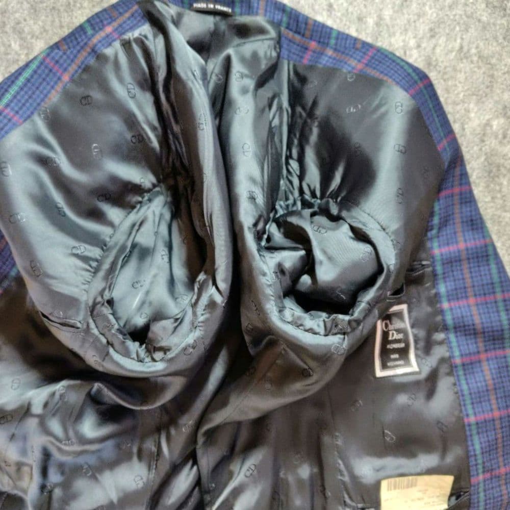 フランス製　クリスチャンディオール　ムッシュ　テーラードジャケット　チェック柄