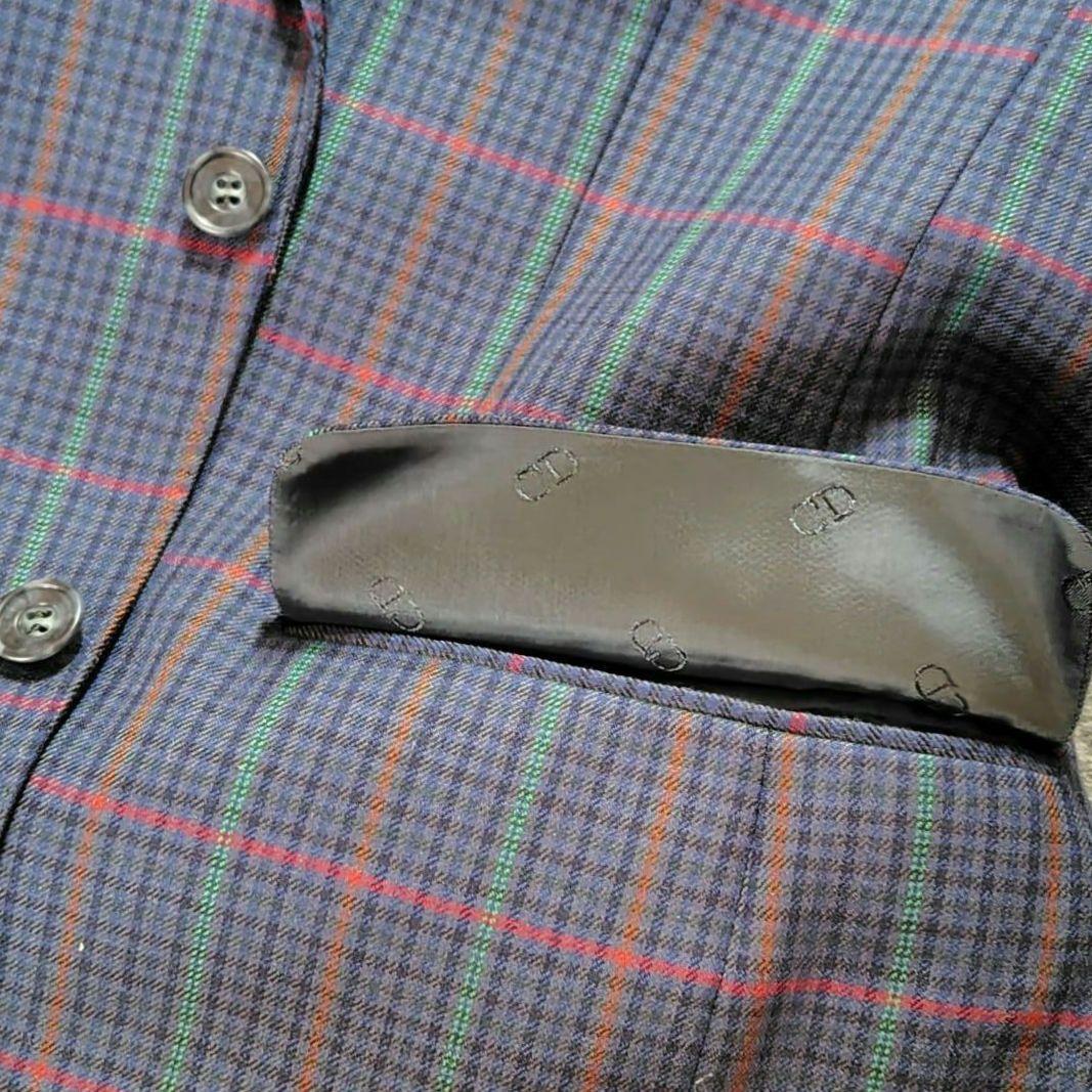 フランス製　クリスチャンディオール　ムッシュ　テーラードジャケット　チェック柄