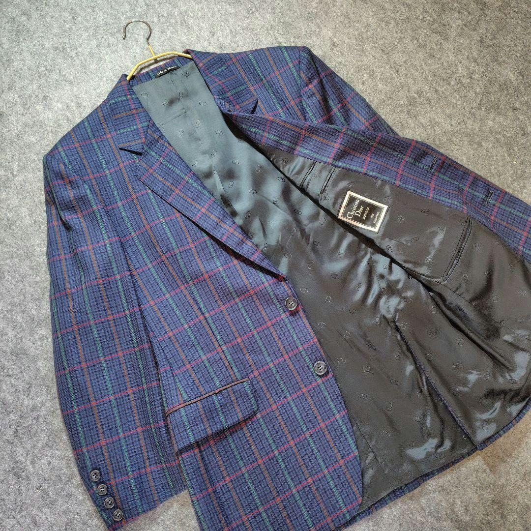 フランス製　クリスチャンディオール　ムッシュ　テーラードジャケット　チェック柄