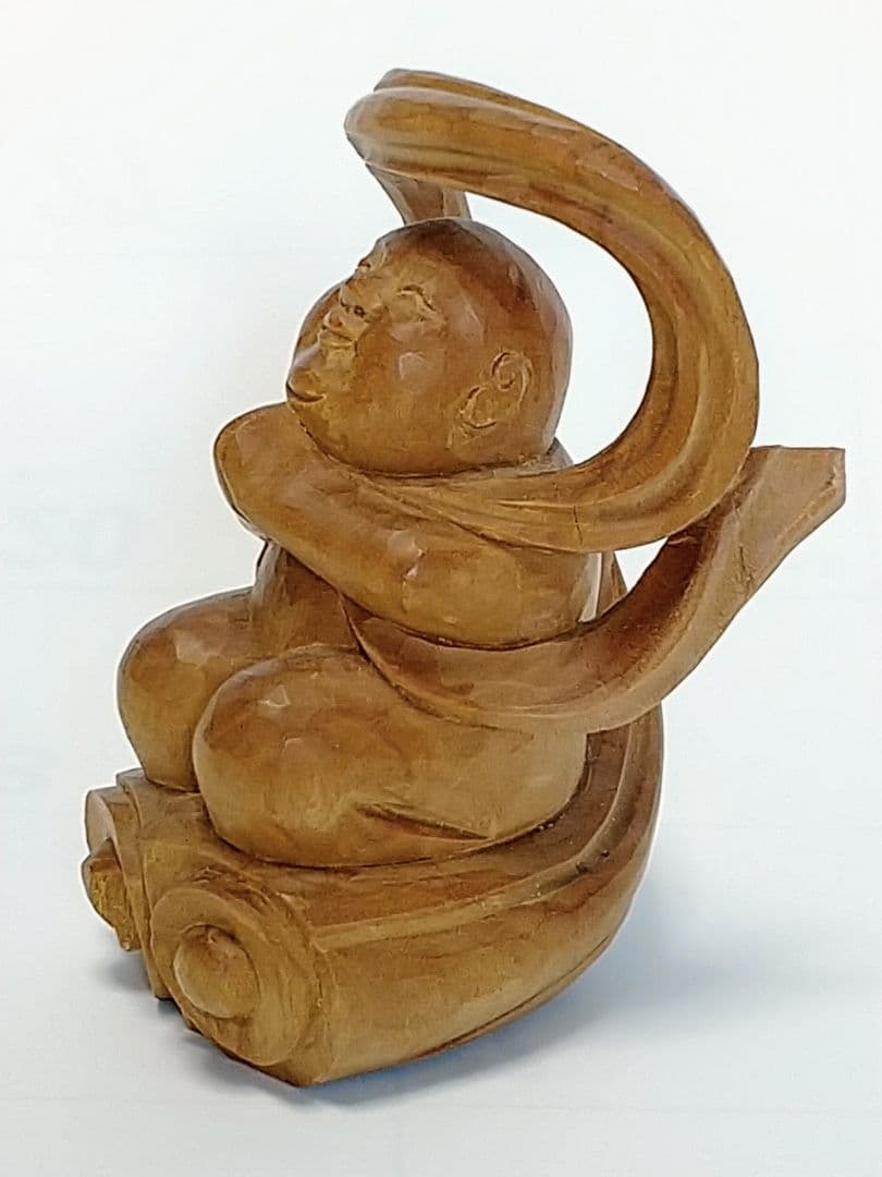 童子坐像 飛天 #567 ◆白檀 木彫 仏像