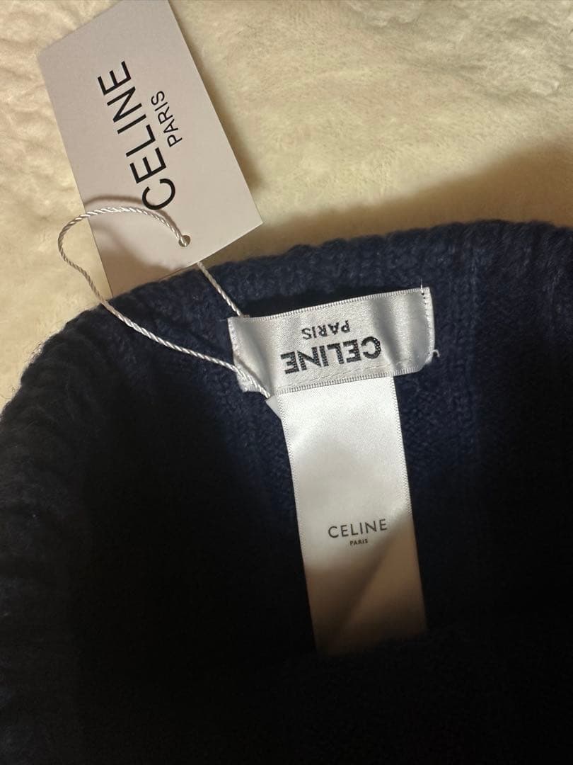 CELINE 帽子 ネイビー色 ウール＆カシミヤ☆男女兼用