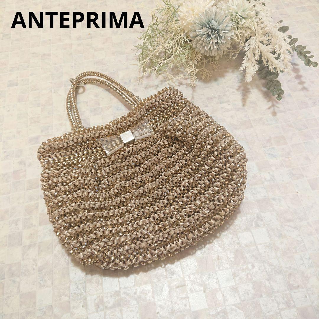 アンテプリマ ワイヤーバッグ サテン リボンモチーフ ゴールド