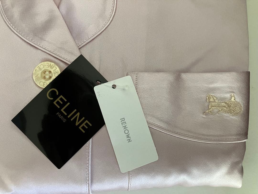 CELINE シルク 長袖パジャマ M ピンク