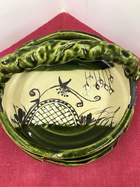 お値下げしました。美濃焼織部　手付き鉢