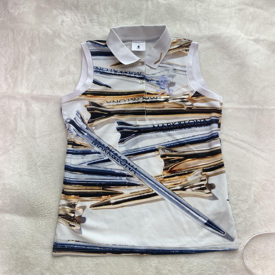 マークアンドロナ ゴルフウェア 総柄 ビジュー スカル2023 スポーツウェア