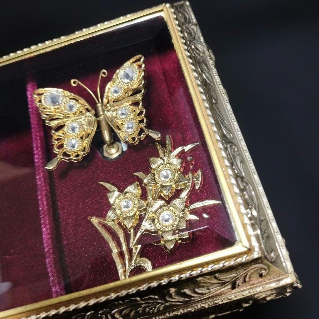 美品】小樽オルゴール堂 アンチモニーBOXオルゴール蝶々 星に願いを