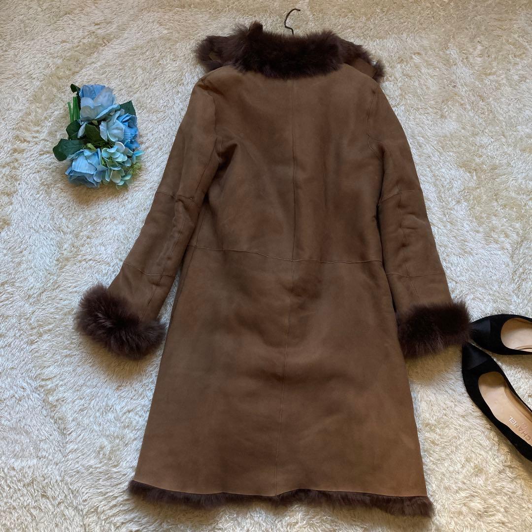 華麗✨ ジョゼフ 羊革 リアルムートンコート　36 M ブラウン 茶　女優襟