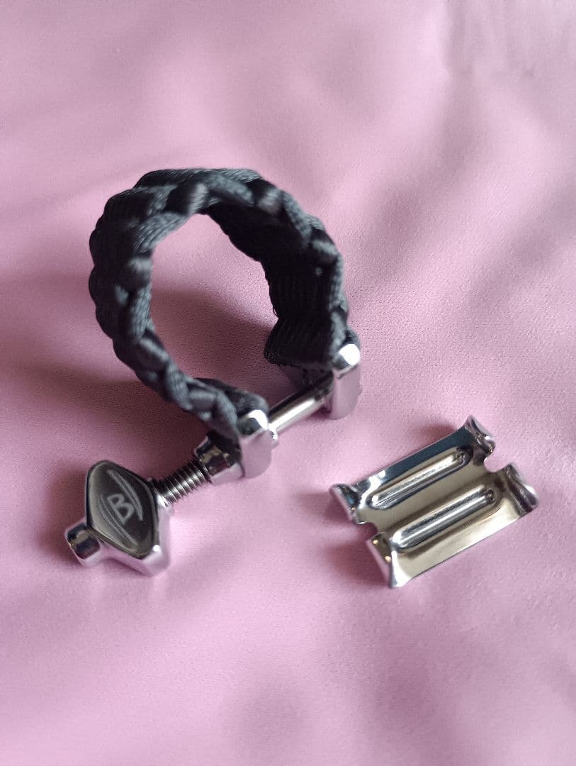 テナーサックス用 リガチャー Zac 総銀、エボニー/アルトサックス用紐付