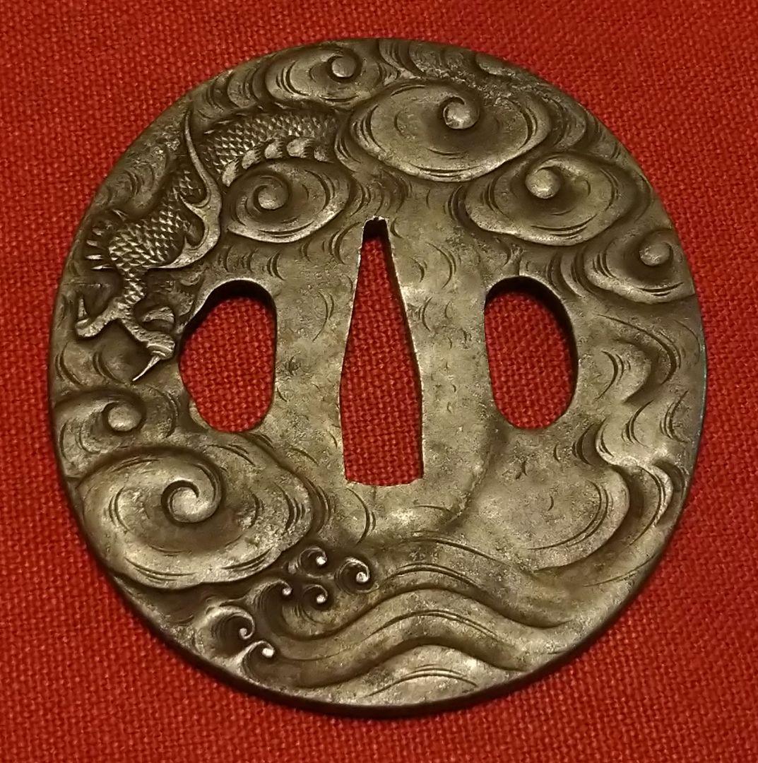 刀鍔(つば)　銘「英政」アンティーク　美術品