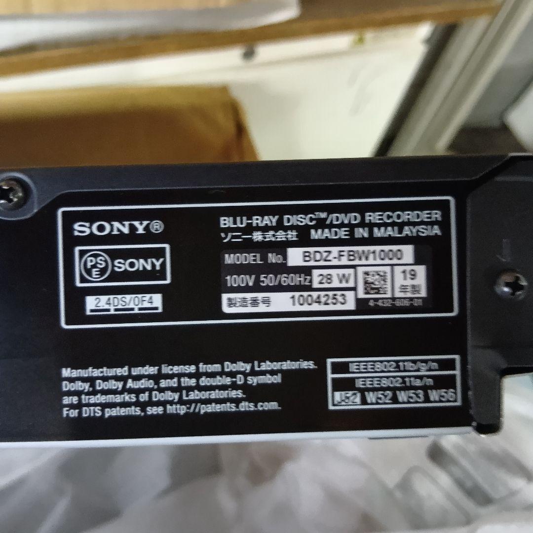SONY ブルーレイディスクレコーダー 4K対応 BDZ-FBW1000