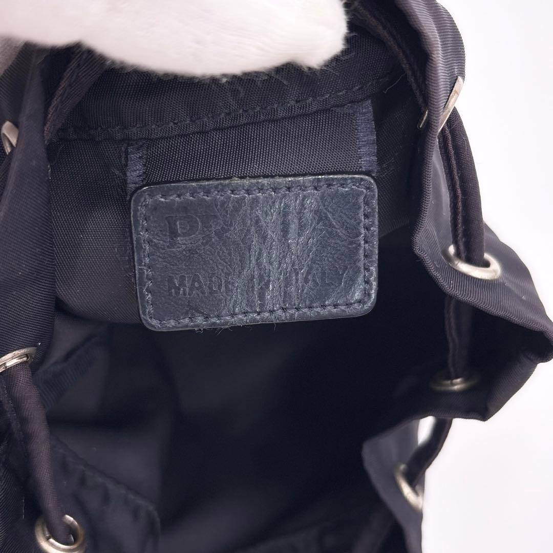 極美品 PRADA 巾着ポーチ三角ロゴ ヴィンテージ ナイロン パープル