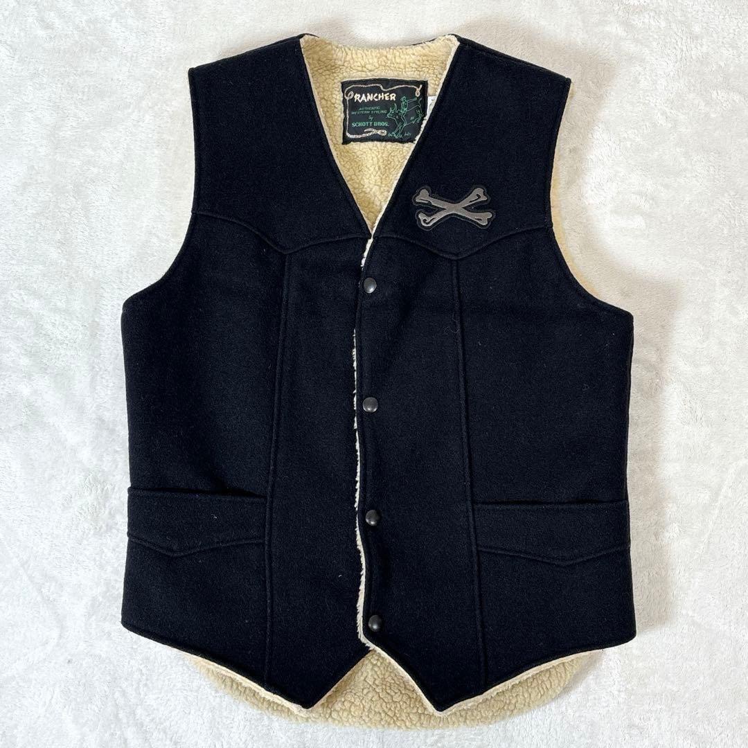 美品] Schott × BACKDROP 別注 クロスボーン ボア ベストS - メルカリ