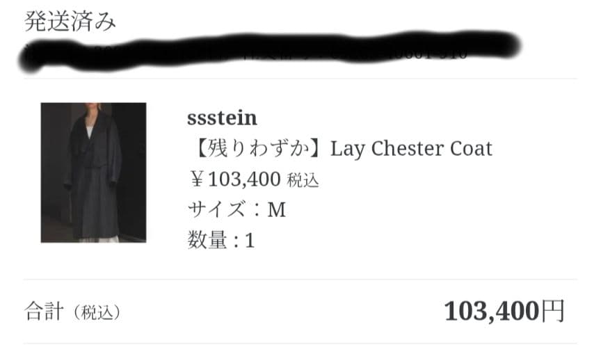 【新品未使用タグ付】ssstein LAY CHESTER COAT サイズM