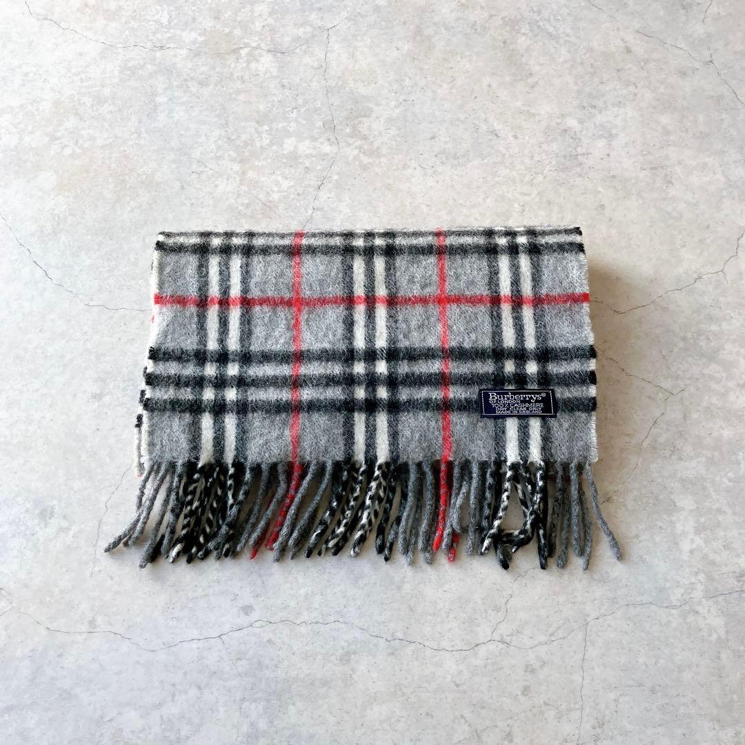 Burberrys カシミヤ100% チェックマフラー グレー系 バーバリー - メルカリ