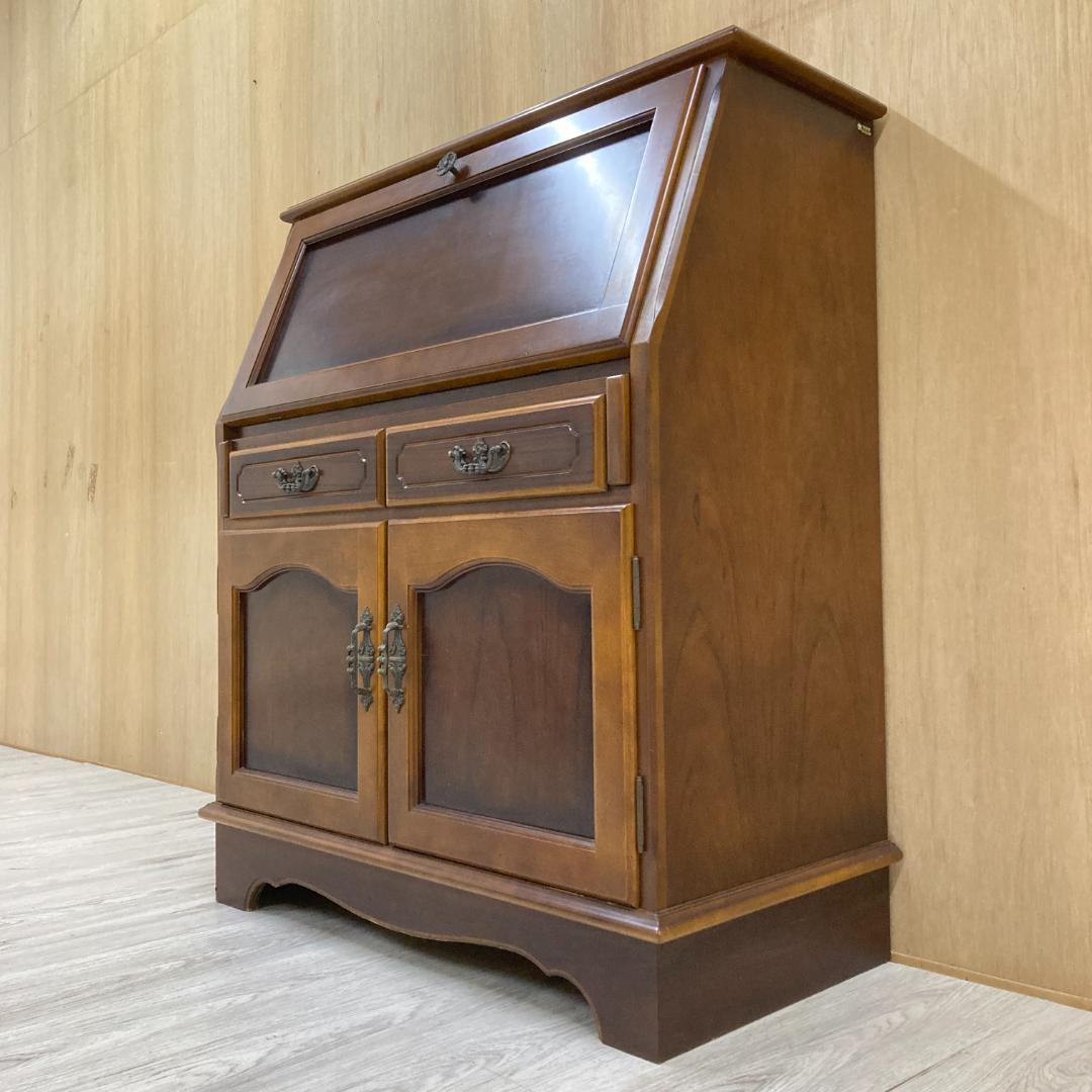 【カリモク】コロニアル　ライティングビューロー　デスク　机　昭和レトロ