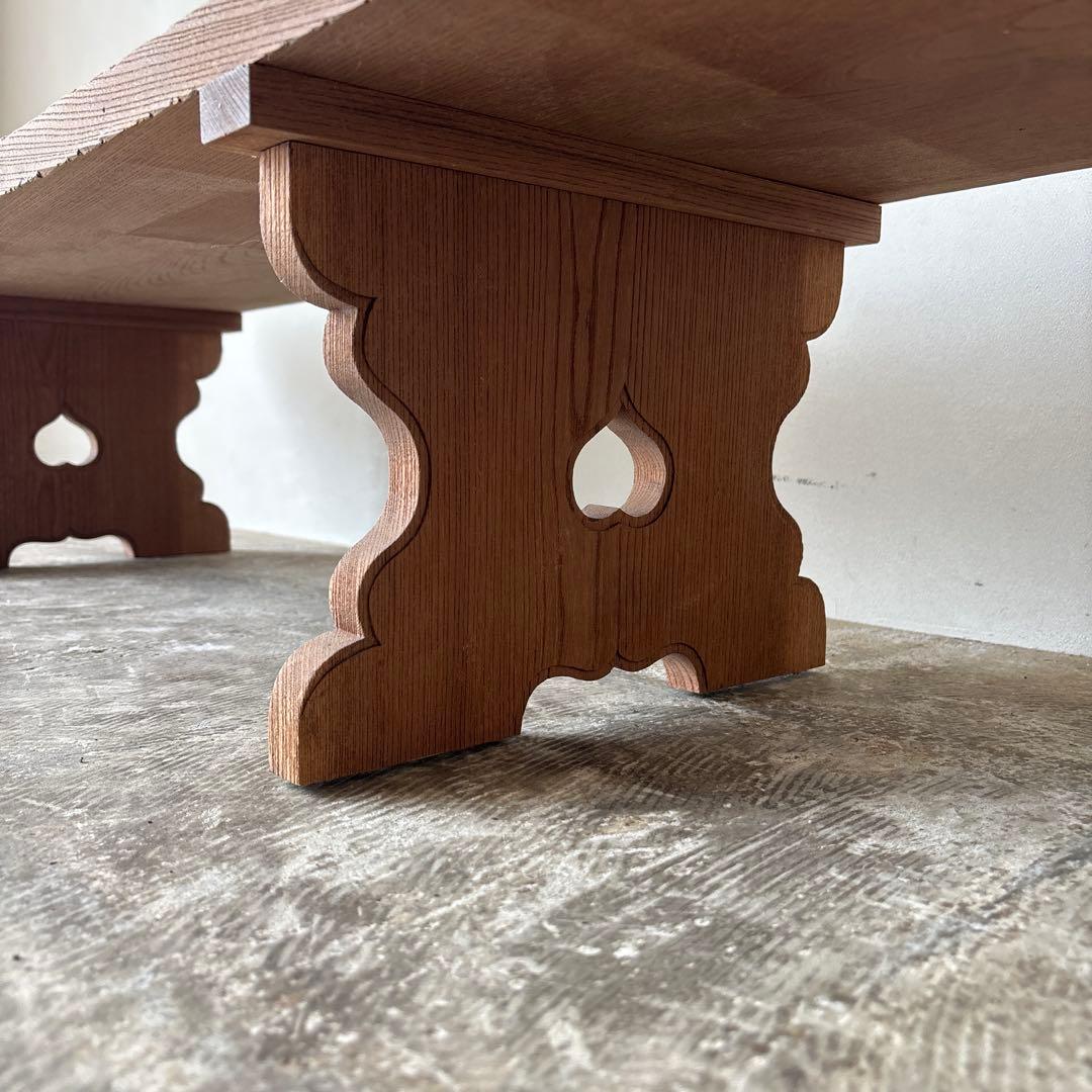 欅材の飾り台 ローテーブル 文机 白木 木地 無塗装 剥離家具