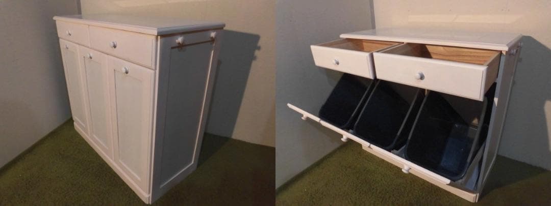 展示品・新品】天然木大容量ダストボックス（3分別）ペール25リットル