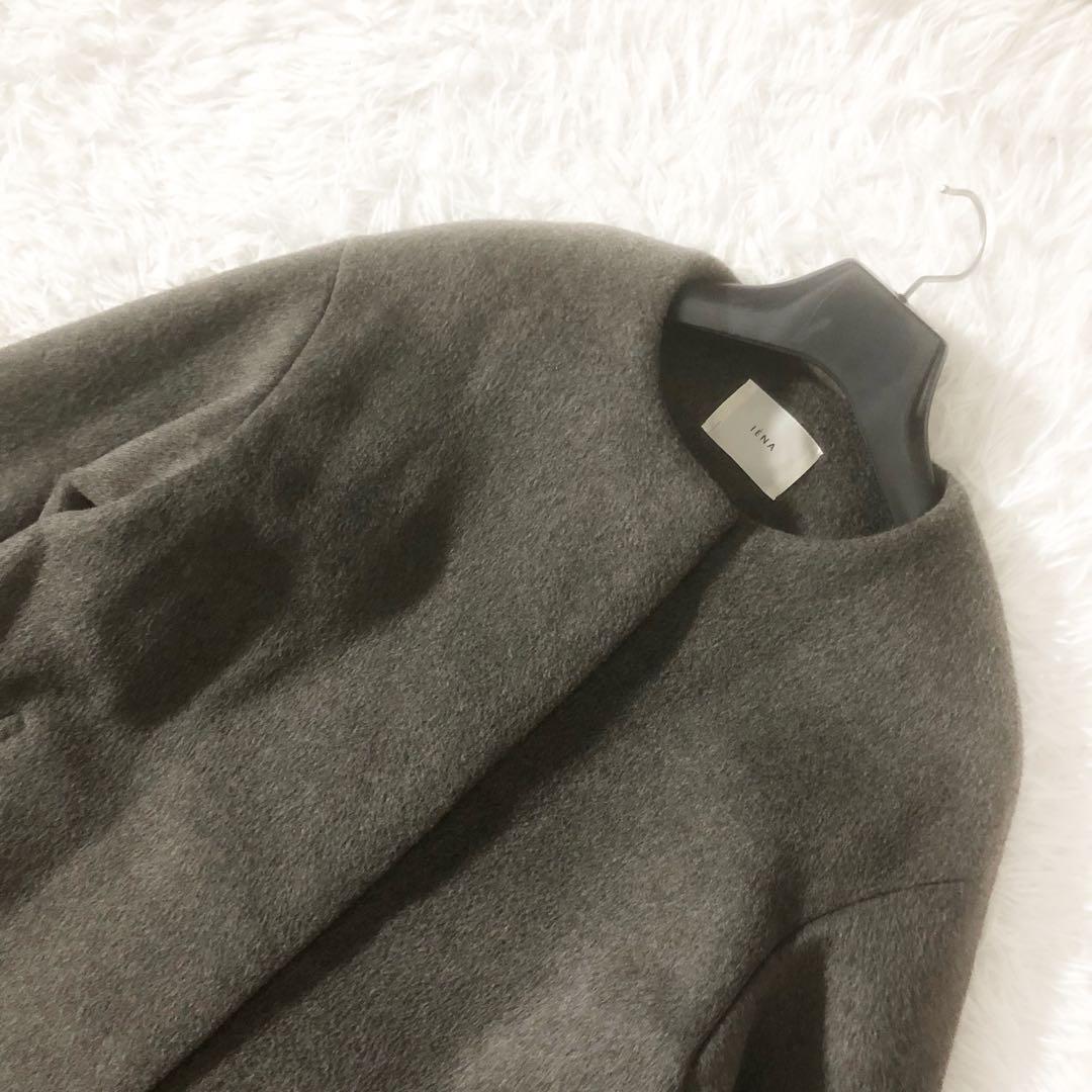 美品 イエナ ラムウールノーカラーコート 小さいサイズ ベージュ XS