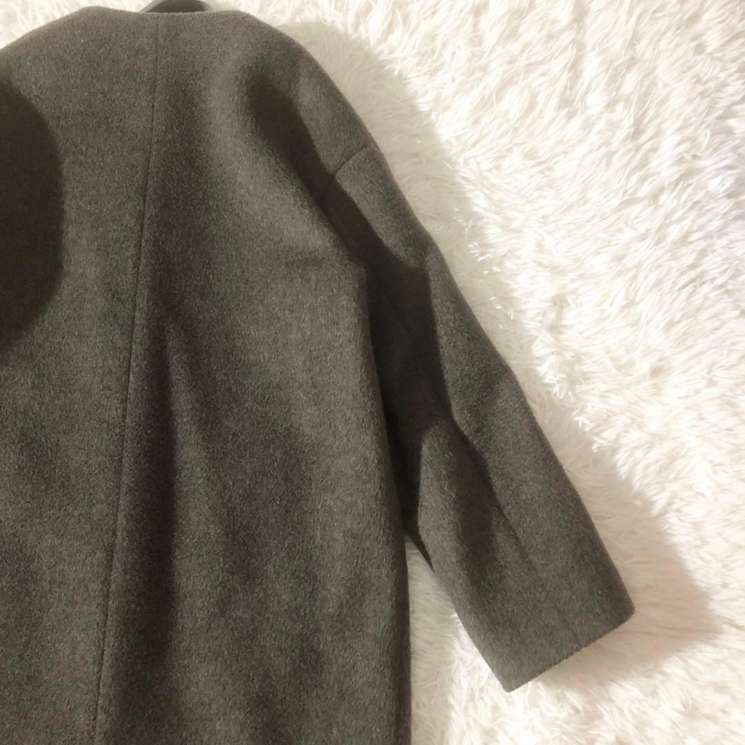 美品 イエナ ラムウールノーカラーコート 小さいサイズ ベージュ XS