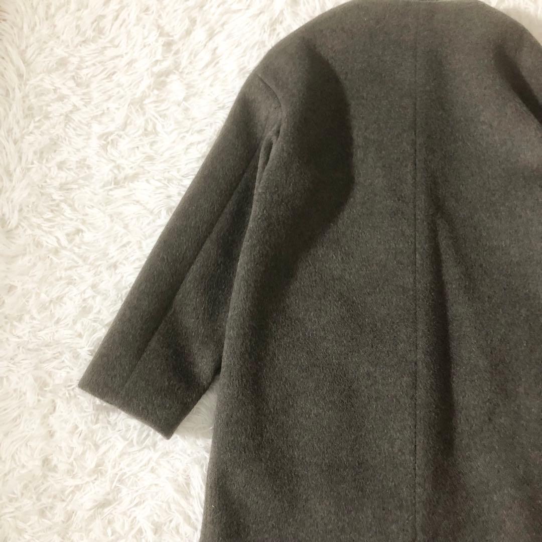 美品 イエナ ラムウールノーカラーコート 小さいサイズ ベージュ XS