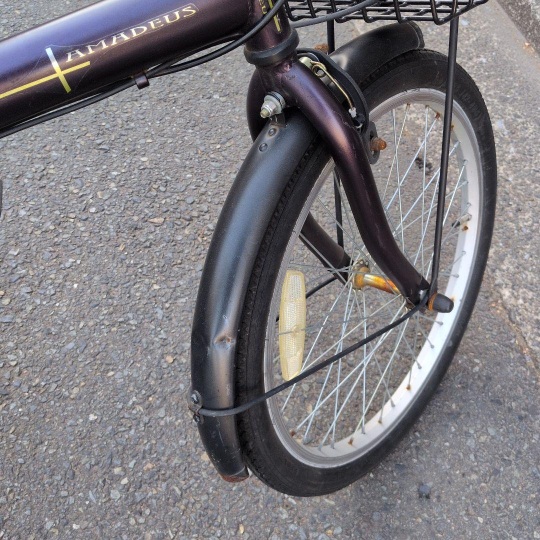 【引き取り限定】SHIMANO折りたたみ自転車 20インチ パープル ギア6段階