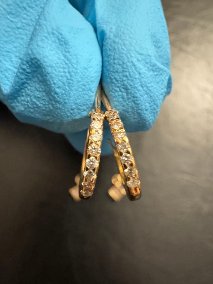 18 YG 2WAY D級ダイヤ0.2✖️2 ピアス 刻印あり