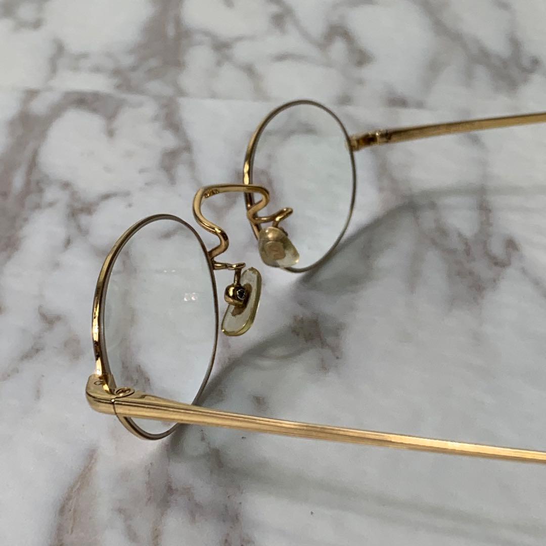 白山眼鏡店 伊達眼鏡 ゴールドフレーム オーバル ヴィンテージ 軽量